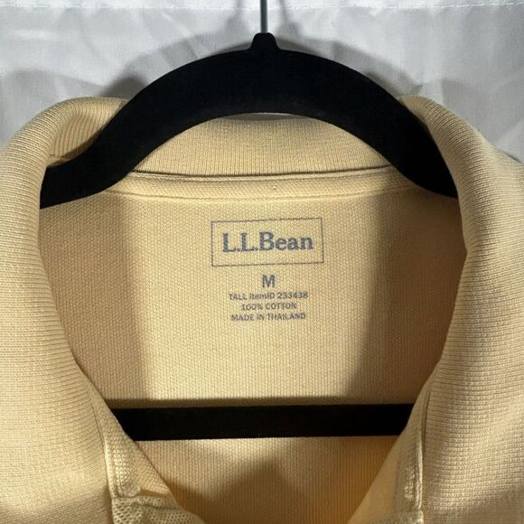 LL Bean Shirt Men's Medium Tall Yellow Short Sleeve Polo Collared - Picture 3 of 8